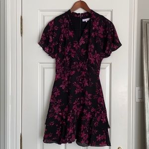 Parker black floral print dress in size XS.